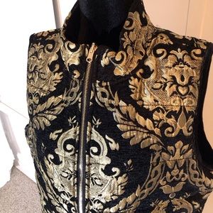Chico's Black and Gold Brocade Vest
